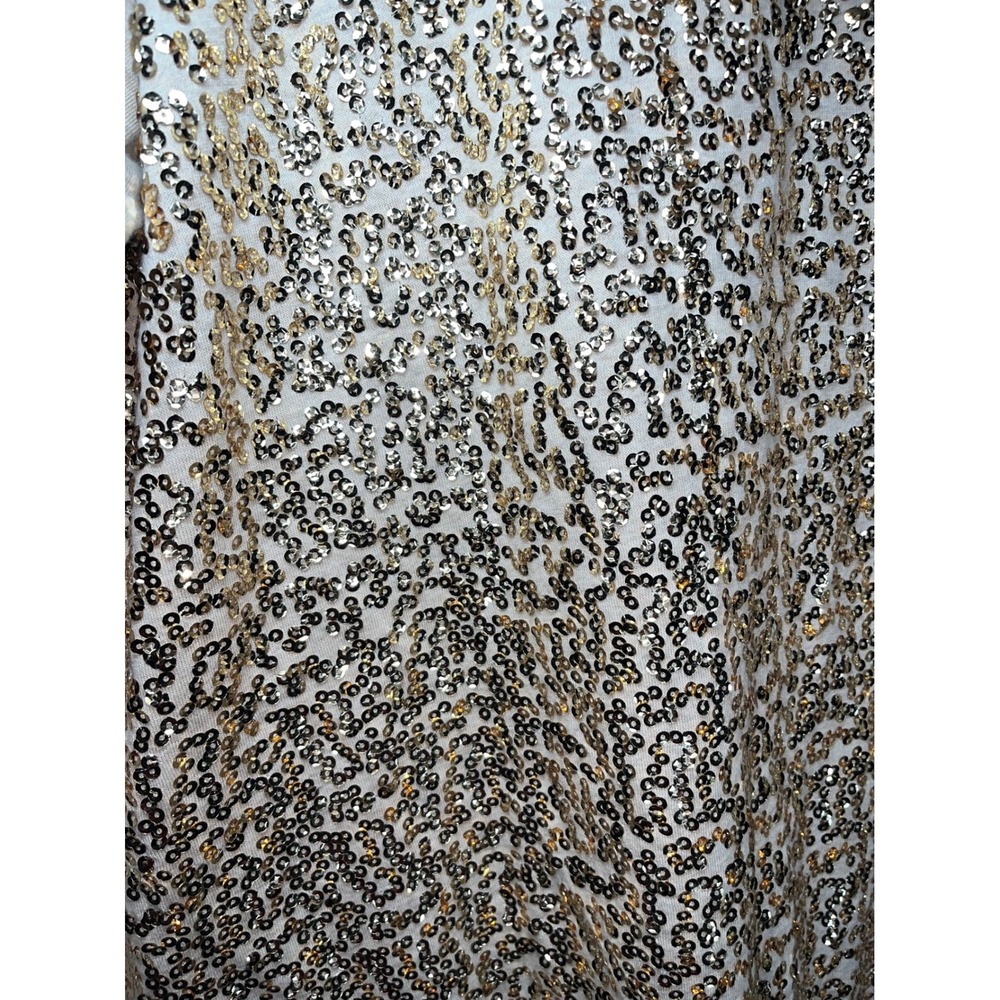 Isaac Mizrahi Live QVC Gold Sequin Zip Hoodie Large Oatmeal Raglan Sparkle Luxe - Picture 10 of 10